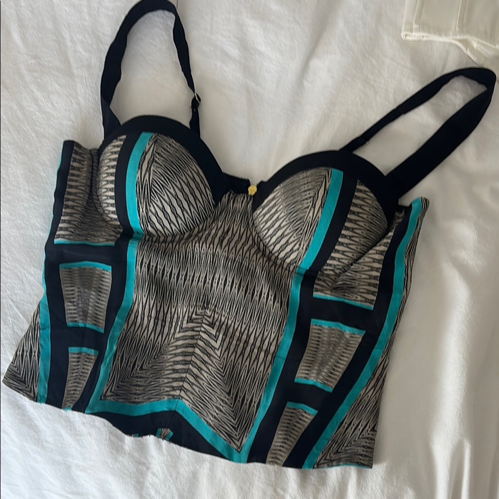 Stylish Black and Teal Bustier Top